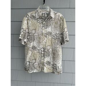 Rainforest Cafe Men's Rayon Tropical‎ Shirt Medium Embroidered Sleeve Resort